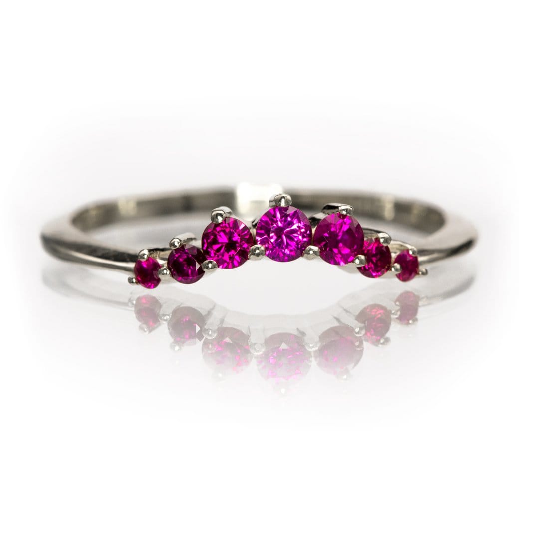 Corinne - Curved Contoured Wedding Ring With Rubies Continuum Sterling Silver Ring by Nodeform