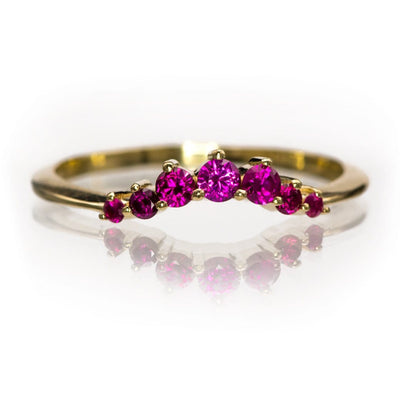 Corinne - Curved Contoured Wedding Ring With Rubies 14K Yellow Gold Ring by Nodeform