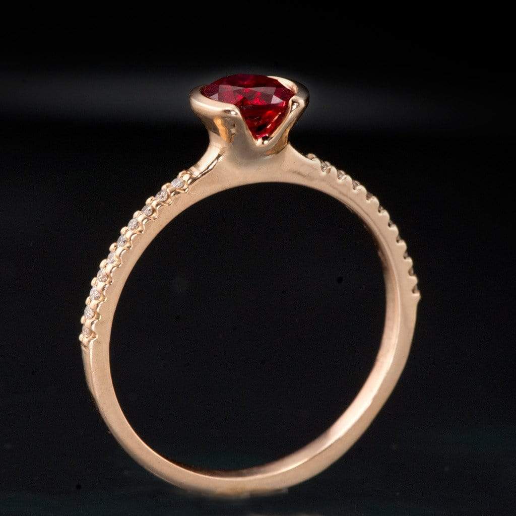 14K 1.2CT Natural Ruby Diamond Band Wedding Ring Set / Ruby -  Israel