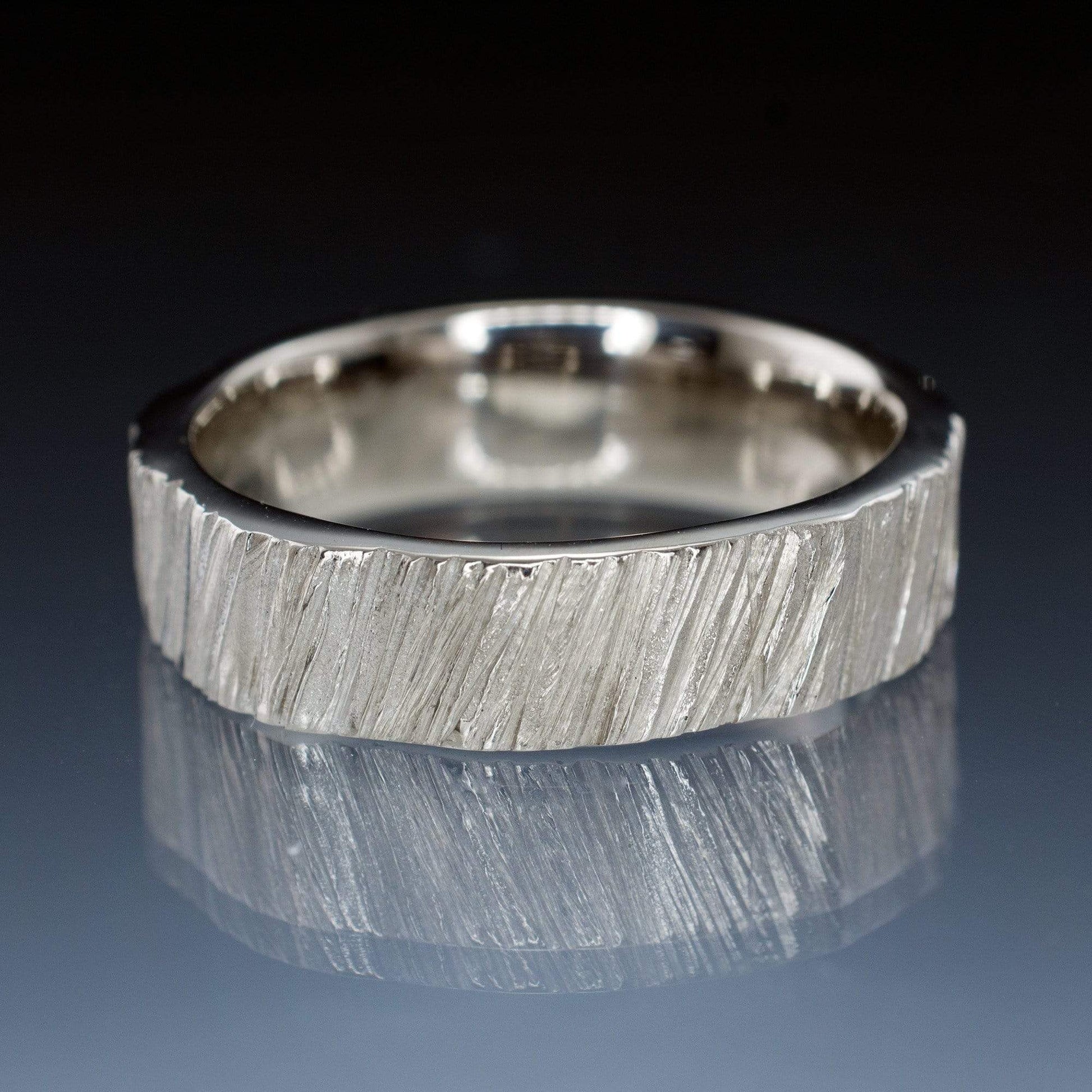 Wide Saw Cut Texture Wedding Band 4mm width / Sterling Silver Ring by Nodeform