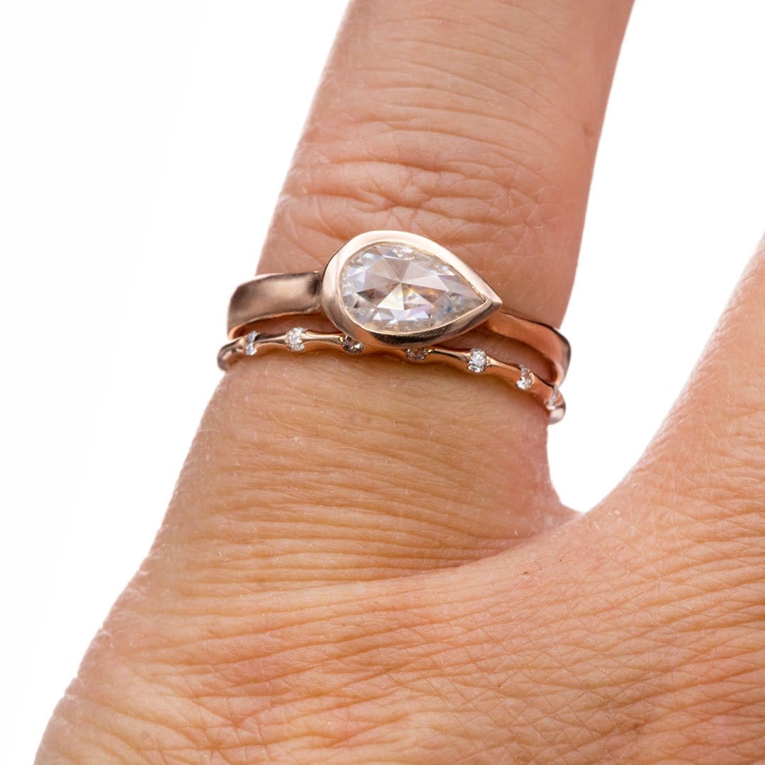 Sideways Pear Bezel Set Solitaire Engagement Ring - Setting only Ring Setting by Nodeform