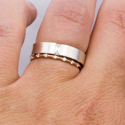 Sadie Band - Skinny Anniversary Band, Bar Set Diamond Half Eternity Stacking Wedding Ring Ring by Nodeform
