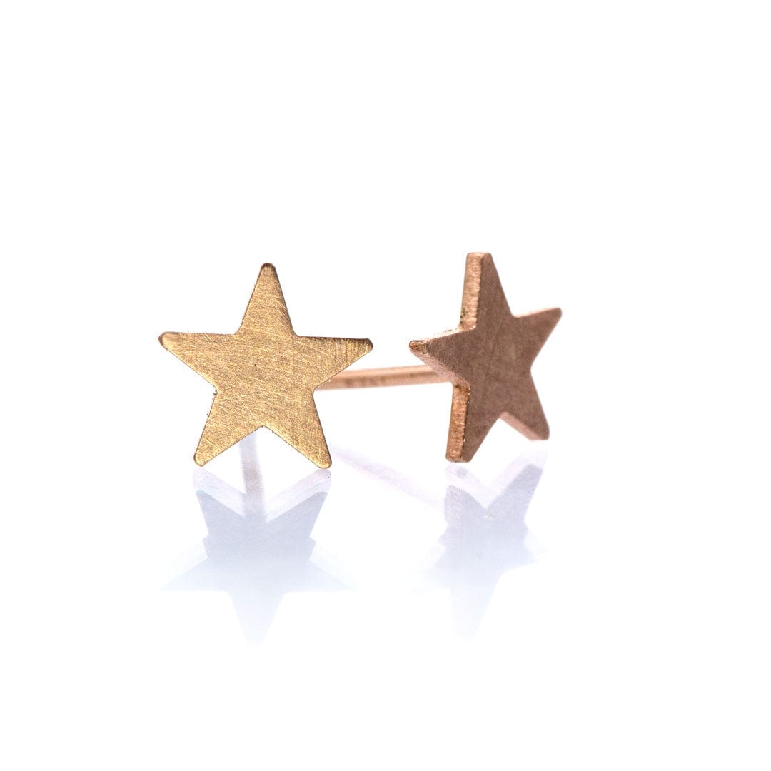 Small 14k Rose Gold Star Stud Earrings 14k Rose Gold Earrings by Nodeform