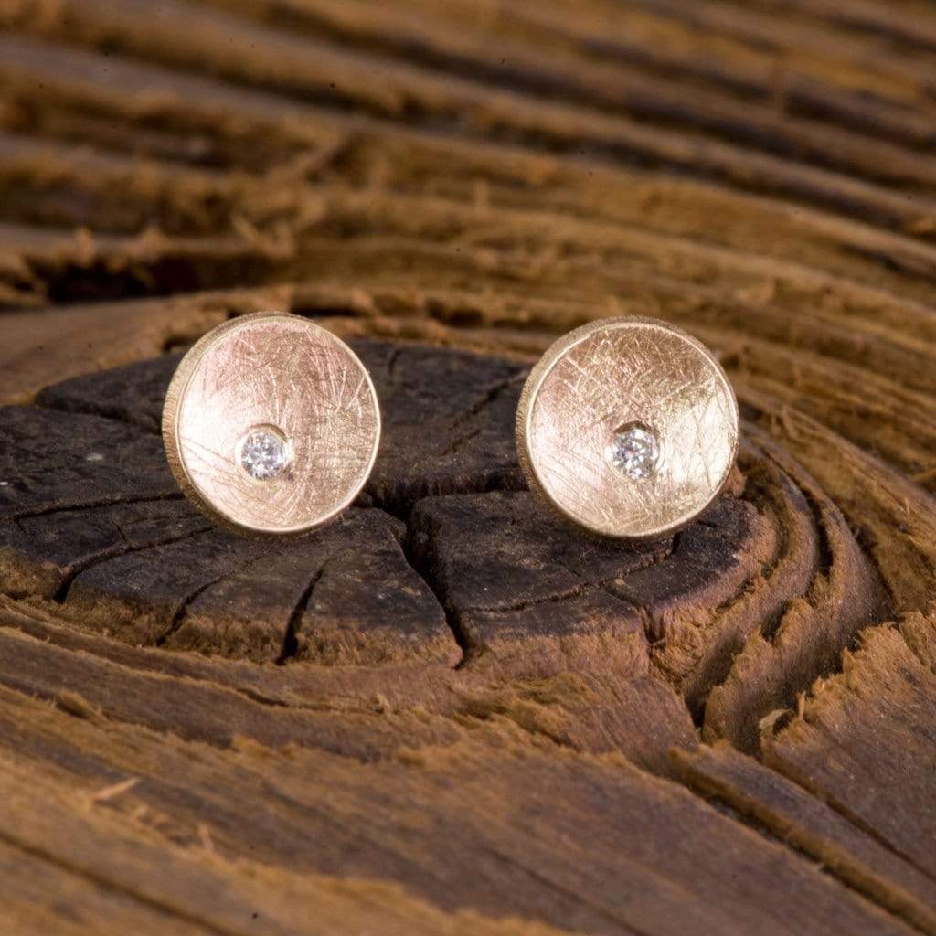 Small Concave Round Simple Diamond Studs Earrings Earrings by Nodeform