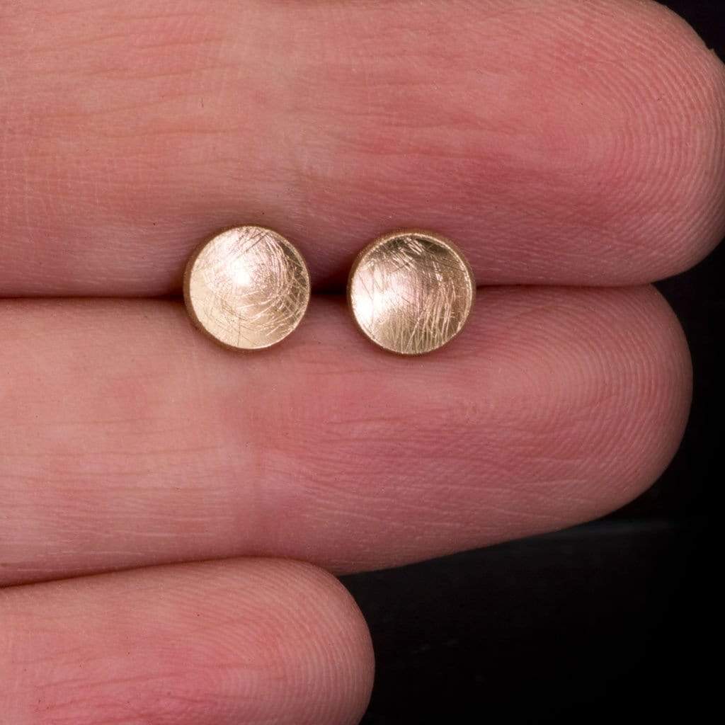 Small Concave Round Simple 14k Yellow Gold Studs Earrings, Ready to Ship 14k Yellow Gold Earrings by Nodeform