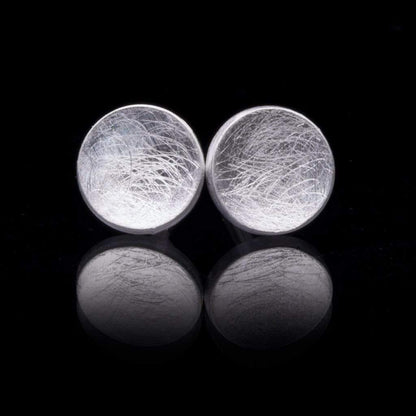 Small Concave Round Simple Gold Studs Earrings 18k PD White Gold Earrings by Nodeform