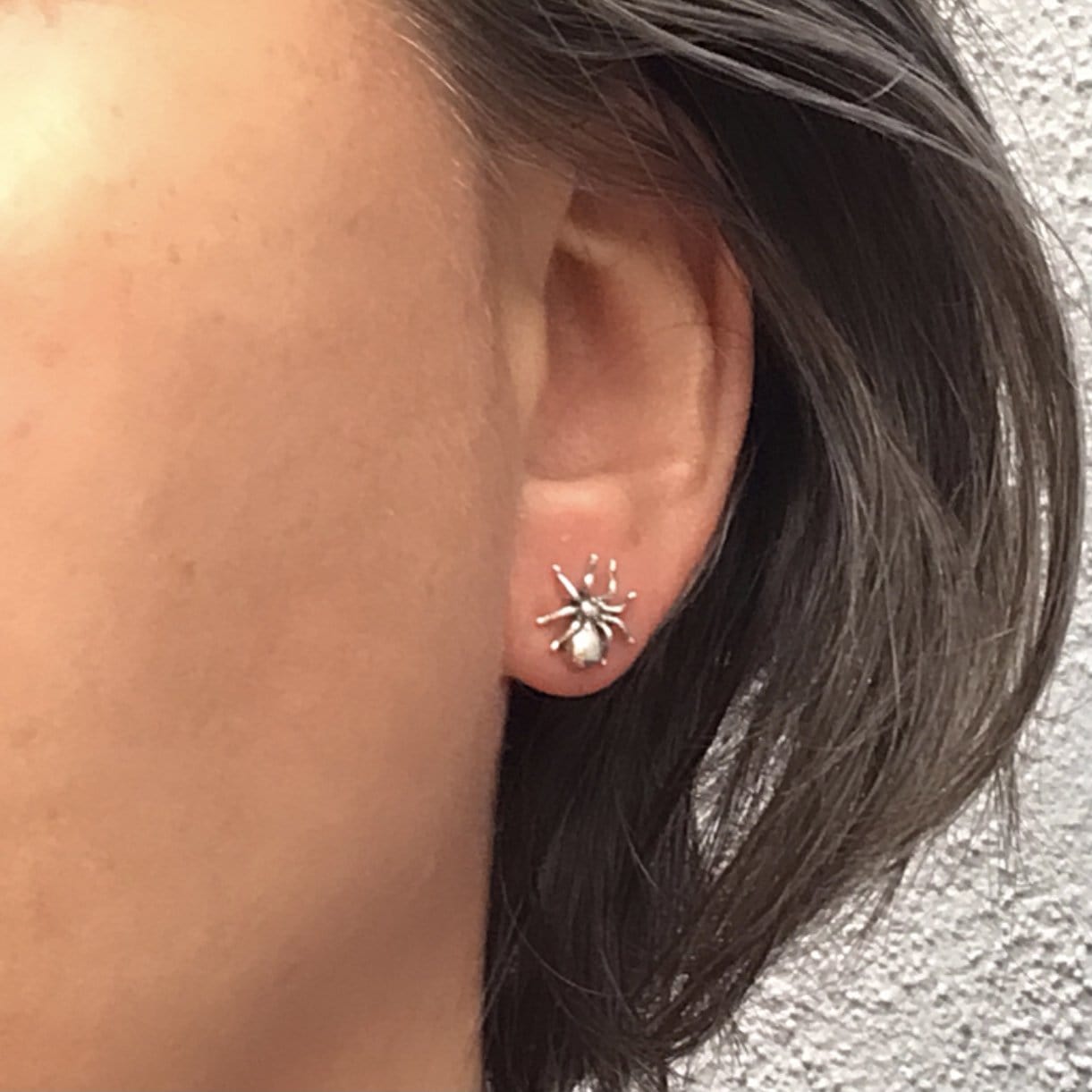 Disc Stud Earrings with a Textured Surface in Sterling Silver - Silvertraits
