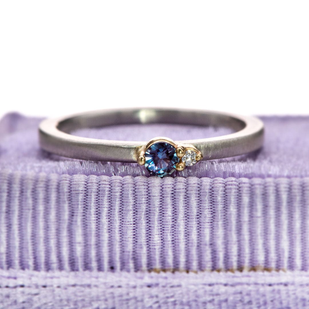 Diamond Accented Alexandrite 14k Gold $ Sterling Silver Stacking Ring, Ready to Ship Ready to ship Ring Ready To Ship by Nodeform