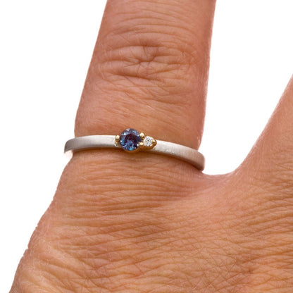 Diamond Accented Alexandrite 14k Gold $ Sterling Silver Stacking Ring, Ready to Ship Ready to ship Ring Ready To Ship by Nodeform