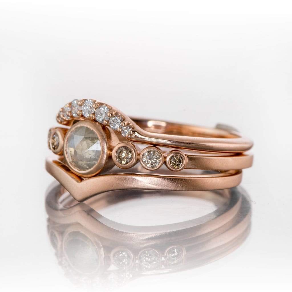 Bezel set Rose Cut Diamond & Graduated Champagne Diamond  Engagement Ring Ring by Nodeform