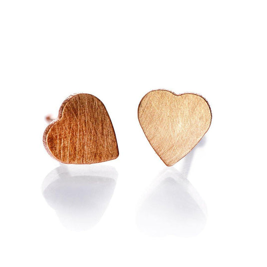 Tiny 14k Gold Heart Stud Earrings 14k Rose Gold Earrings by Nodeform