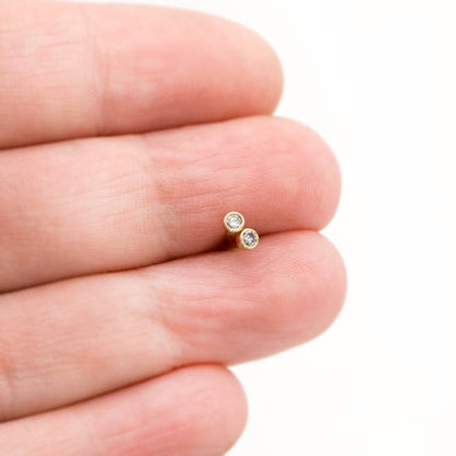 Tiny Gray Salt & Pepper Diamond Bezel Set Stud Earrings Earrings by Nodeform