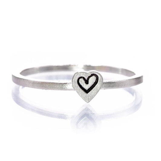 Tiny Stamped Heart Stacking Ring in Sterling Silver {Ready to Ship} Sterling Silver Ring Ready To Ship by Nodeform