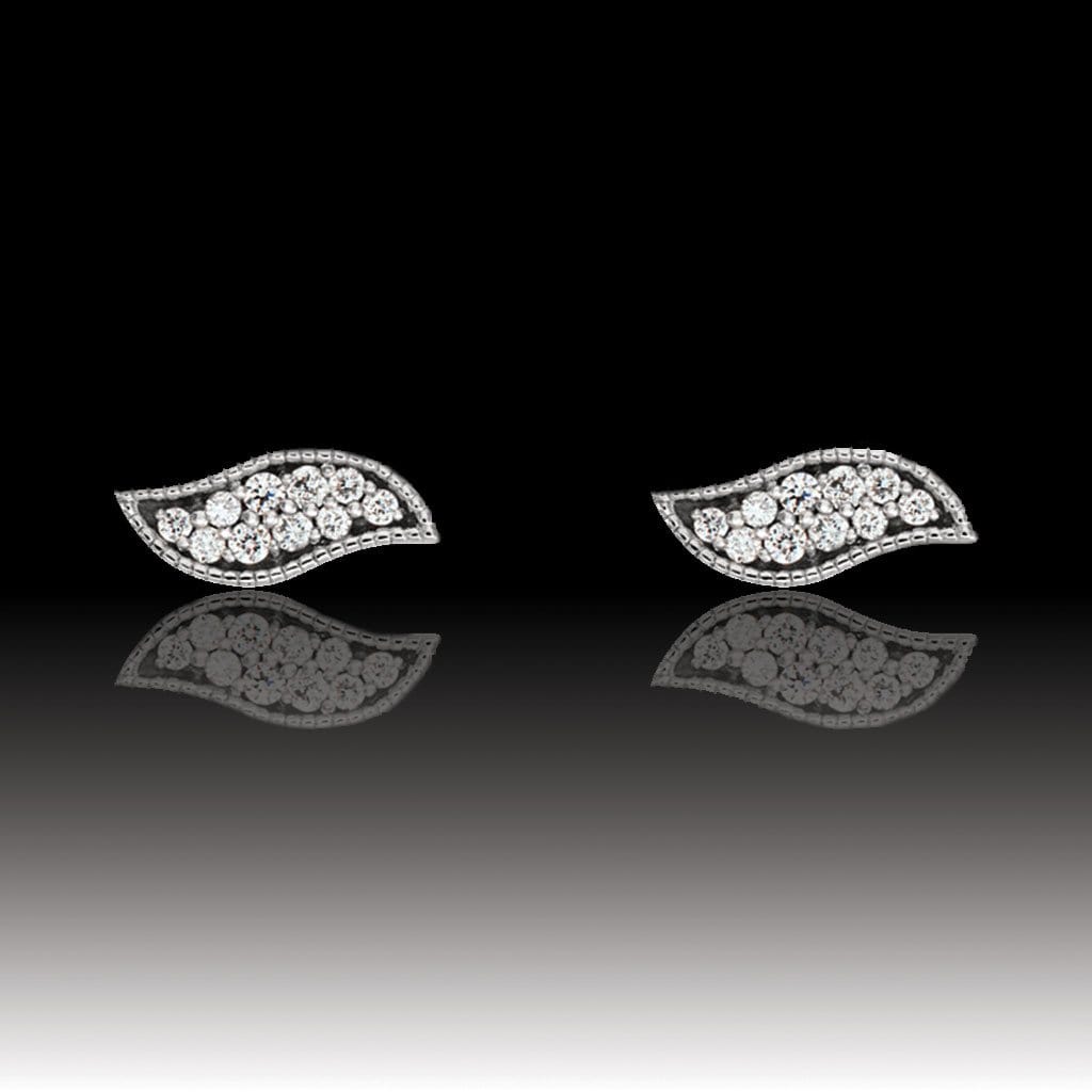Tiny Leaf Diamond Stud Earrings Earrings by Nodeform