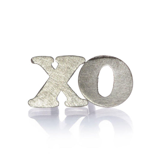 Tiny XO Hugs & Kisses 14k White Gold Stud Earrings, Ready to Ship Earrings by Nodeform