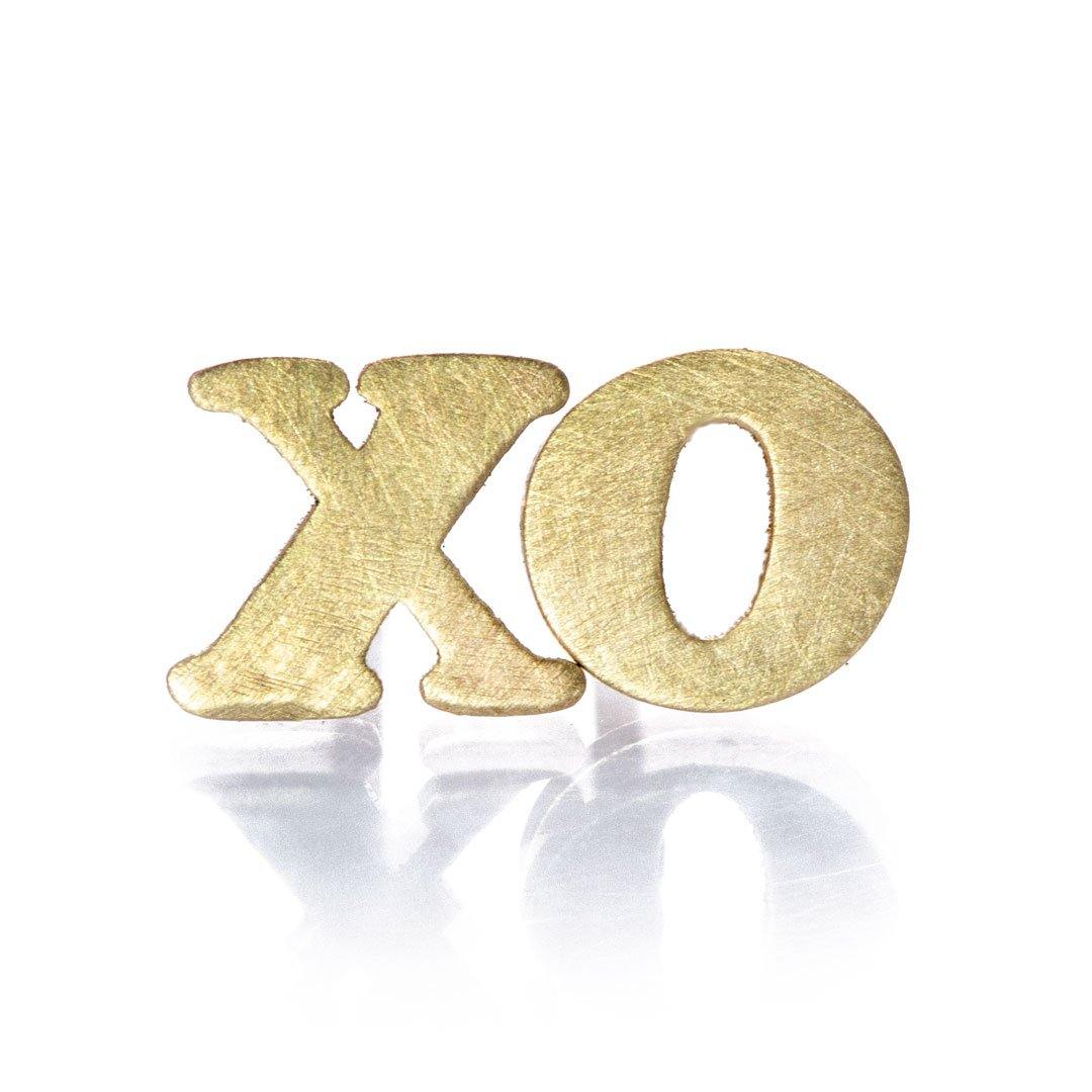 Tiny XO Hugs & Kisses 14k Yellow Gold Stud Earrings, Ready to Ship Earrings by Nodeform