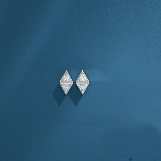 1/4 CTW Geometric Triangle Diamond Bezel Set 2-Stone Stud Earrings Earrings by Nodeform