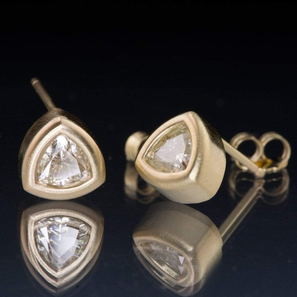 Trillion Moissanite Bezel Set Stud Earrings Earrings by Nodeform