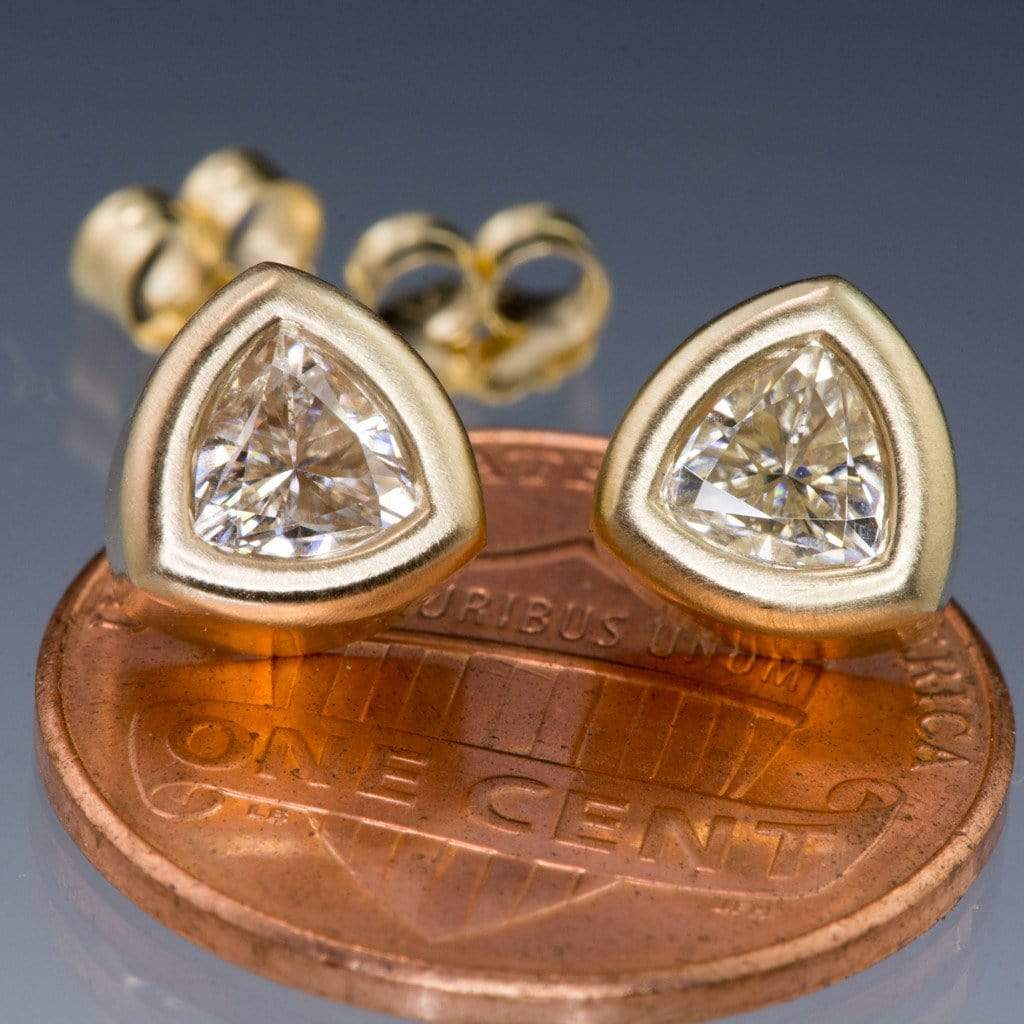 Trillion Moissanite Bezel Set Stud Earrings Earrings by Nodeform