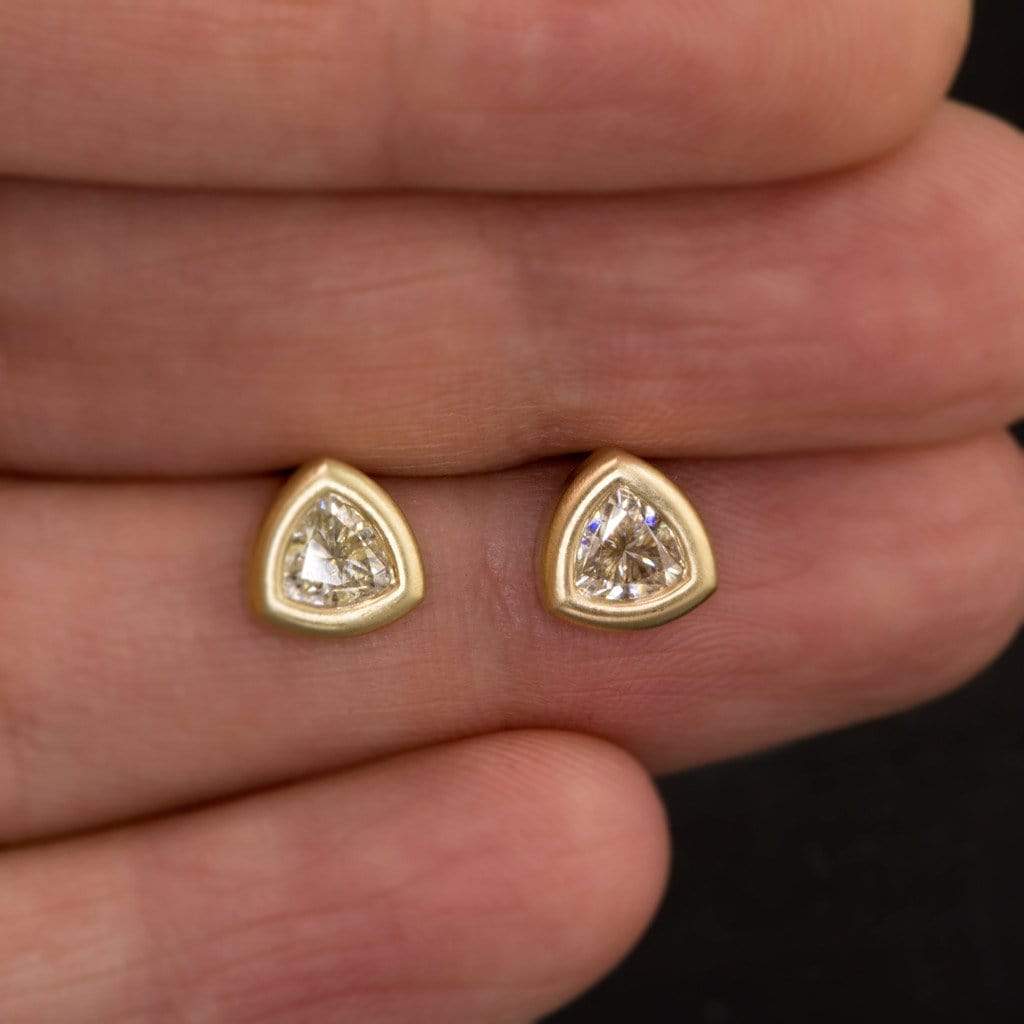 Trillion Diamond Stud Earrings, outlet 14K Gold 0.50 Ct Moissanite Earrings, Moissanite Earrings, Real Moissanite Earring, Trio Moissanite Earrings