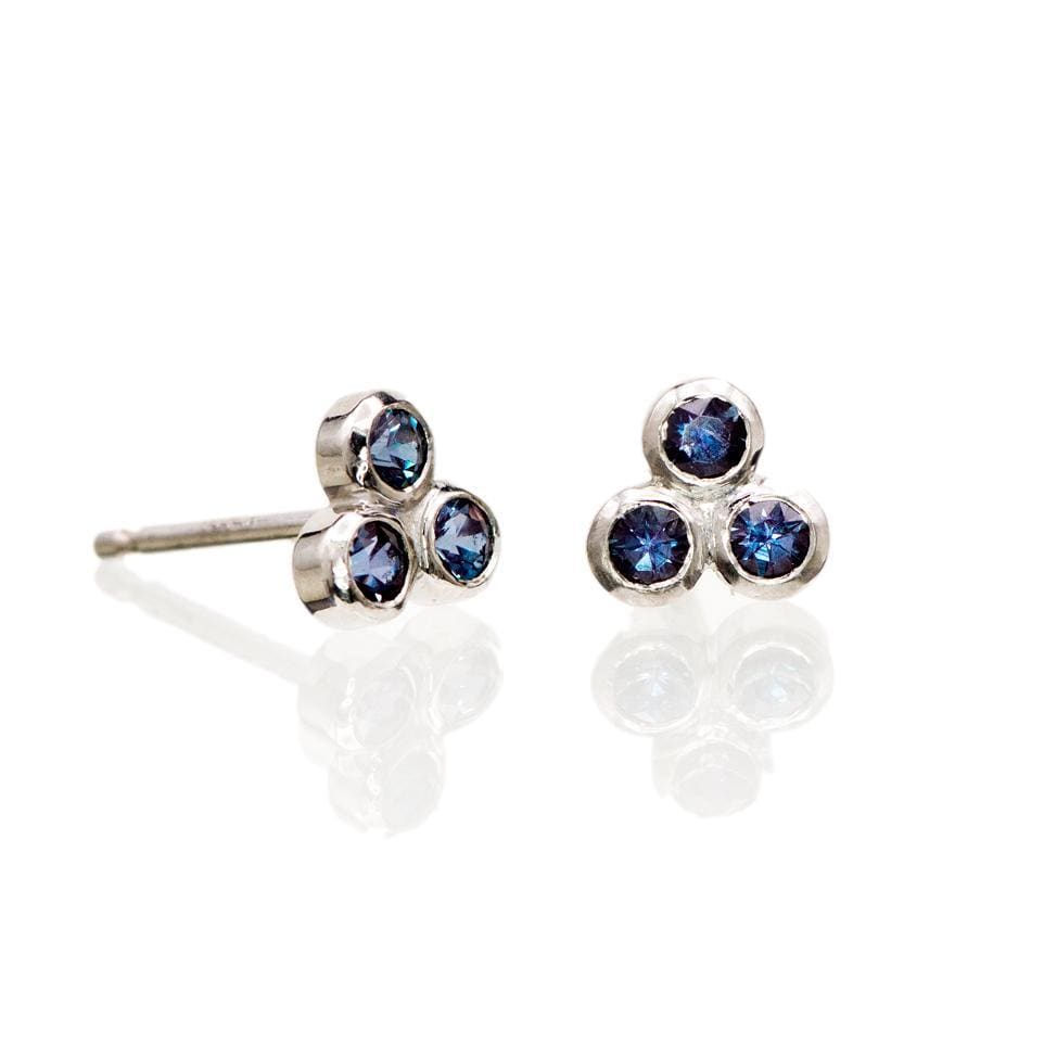 Lab-Grown Alexandrite Trio Bezel Cluster Stud Earrings – Nodeform