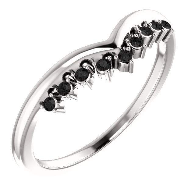 Black Diamond Valerie Band - V-Shape Contoured Accented Black Diamond Wedding Ring All Black Diamonds / 18kPDW White Gold (Nickel Free) Ring by Nodeform