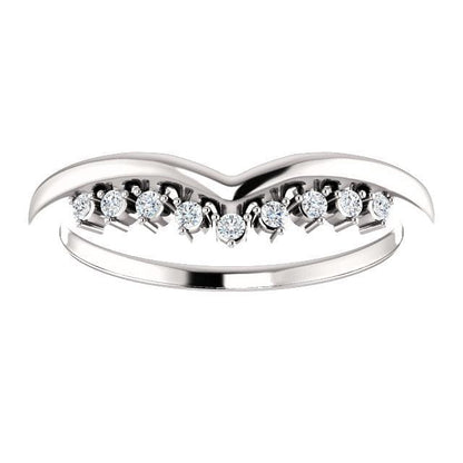 Valerie Band - V-Shape Contoured Accented Diamond, Moissanite, Ruby or Sapphire Wedding Ring Ring by Nodeform