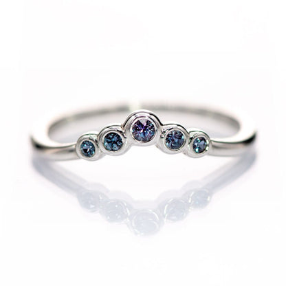 Velda - Graduated Chatham Alexandrite Curved Contoured Stacking Wedding Ring Continuum Sterling Silver Ring by Nodeform