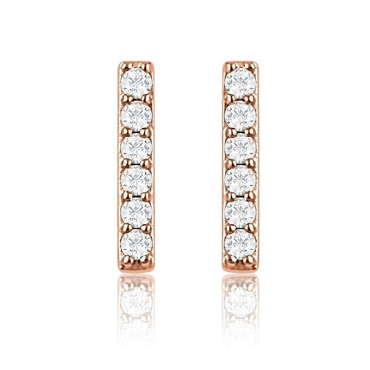 Vertical Diamond Bar Studs Earrings 14k Rose Gold Earrings by Nodeform