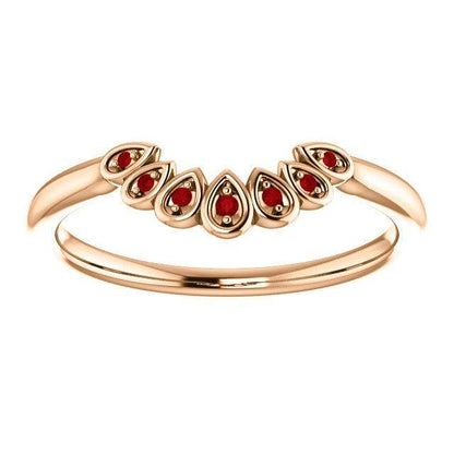 Fleur Band - Vintage Inspired Contoured Ruby Stacking Ring Wedding Anniversary Band Ring by Nodeform