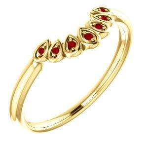 Fleur Band - Vintage Inspired Contoured Ruby Stacking Ring Wedding Anniversary Band 14K Yellow Gold Ring by Nodeform
