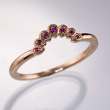 Fleur Band - Vintage Inspired Contoured Ruby Stacking Ring Wedding Anniversary Band Ring by Nodeform