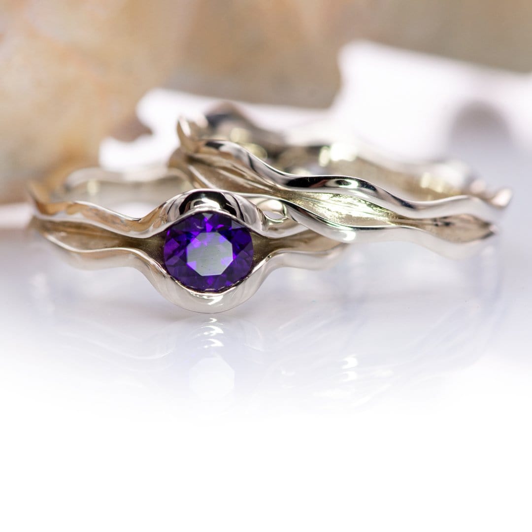 Amethyst and sapphire engagement on sale ring