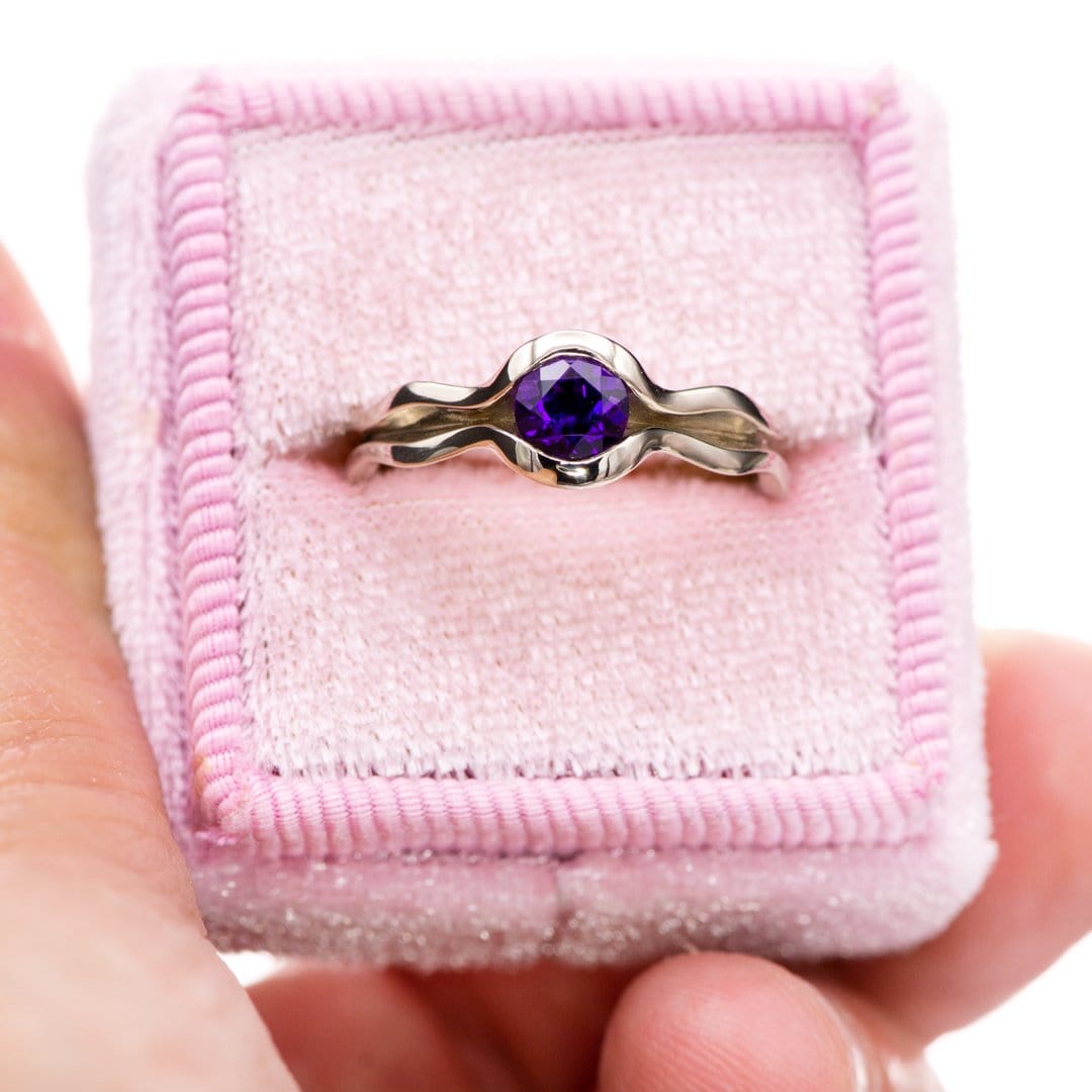 Amethyst Wave Solitaire Engagement Ring Ring by Nodeform