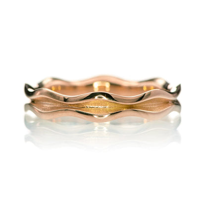Wave Narrow Wedding Ring Band 14k Rose Gold Ring by Nodeform