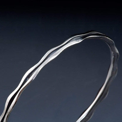 Wave Sterling Silver Bracelet Bangle, Ready to Ship Medium 2.5"/63mm / Dark Oxidized Silver Bracelet by Nodeform