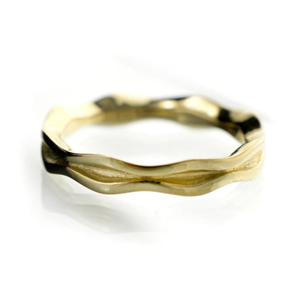Wave Narrow Wedding Ring in Yellow or Rose Gold 14k Yellow Gold Ring by Nodeform