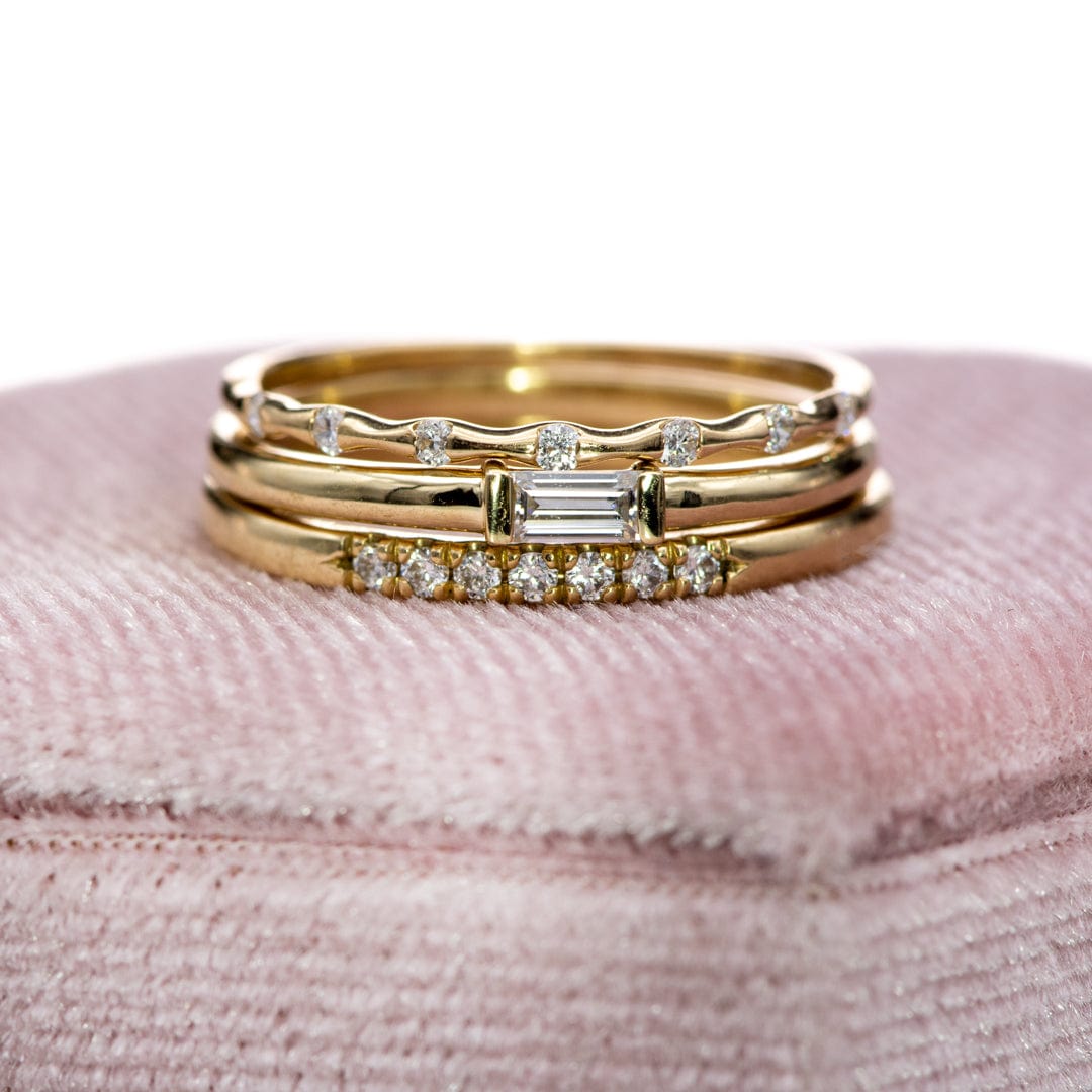 Baguette Diamond Stacking Promise or Solitaire Engagement Ring Ring by Nodeform